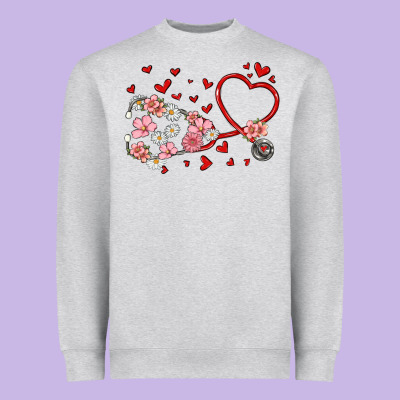 Valentine's Day Stethoscope Heavyweight Sweatshirt Designed By Maliassmallbusiness