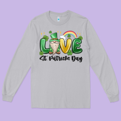 Love St. Patricks Day Gnome Long Sleeve Tee Designed By Maliassmallbusiness
