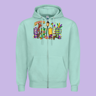 Obsessive Cup Disorder Mardi Gras Zipper Hoodie Designed By Lillyallendesigns