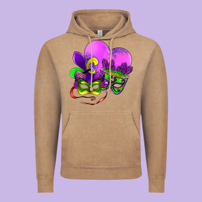 Mardi Gras Heart And Mask Vintage Hoodie Designed By Adodesignshop