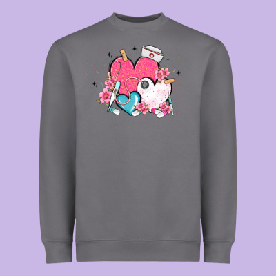 Nurse Hearts Heavyweight Sweatshirt Designed By Maliassmallbusiness
