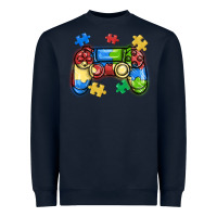 Navy autism awareness video game controller Heavyweight Sweatshirt - MaliasSmallBusiness