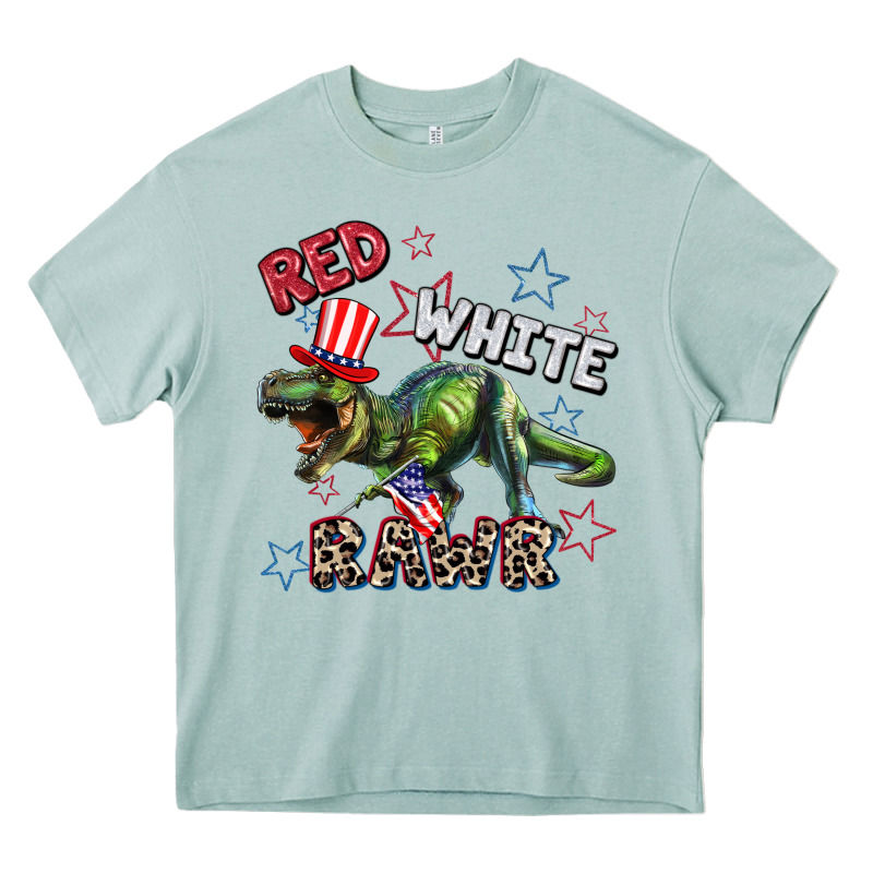 Red White Rawr 4th Of July Heavy Core Tee by CowGirlArtShop | Teevron