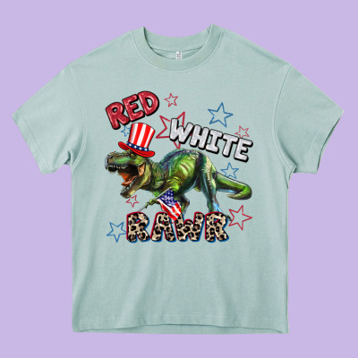 Red White Rawr 4th Of July Heavy Core Tee Designed By Cowgirlartshop