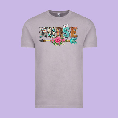 Western Nurse Arrow Floral Vintage Tee Designed By Barkaloodesign