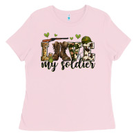 Bubblegum Pink love my soldier Ladies Tee - Zillion Design Studio