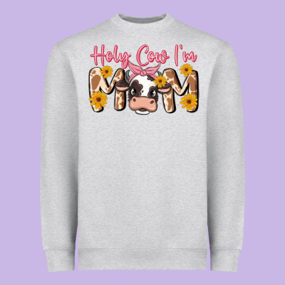 Holy Cow I'm Mom Heavyweight Sweatshirt Designed By Maliassmallbusiness