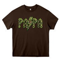 Chocolate Brown papa  lightning camouflage Heavy Core Tee - BarkalooDesign