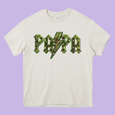 Papa  Lightning Camouflage Heavy Core Tee Designed By Barkaloodesign