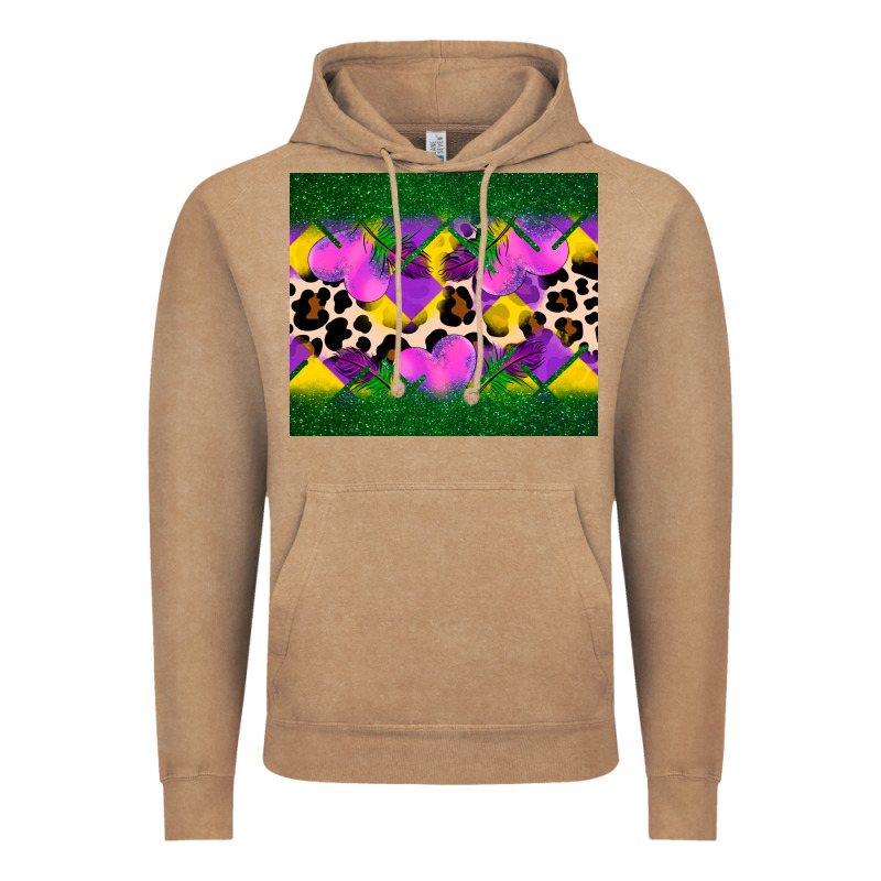 Mardi Gras Leopard And Heart Vintage Hoodie by AdoDesignShop | Teevron