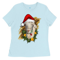Baby Blue christmas goat Ladies Tee - RanaPortraitStore