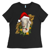 Black christmas goat Ladies Tee - RanaPortraitStore