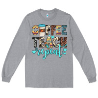 Heather Grey coffee teach repeat Long Sleeve Tee - JahusDesignShop