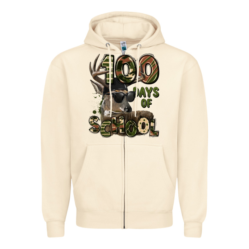 100 Days Of School Hunting Deer Zipper Hoodie by LillyAllenDesigns | Teevron
