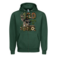 Sports Green 100 days of school hunting deer Zipper Hoodie - LillyAllenDesigns