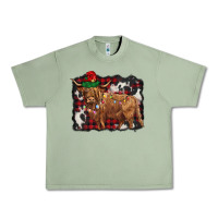 Oil Green christmas highland cow Urban Heavy Tee - BarkalooDesign