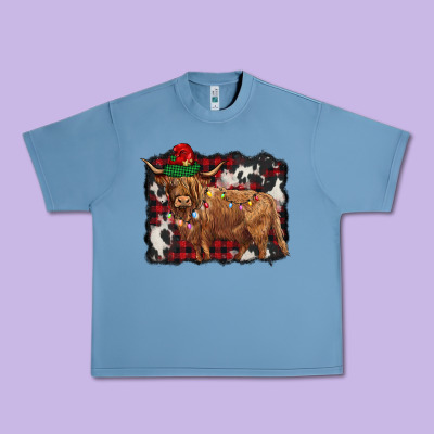 Christmas Highland Cow Urban Heavy Tee Designed By Barkaloodesign