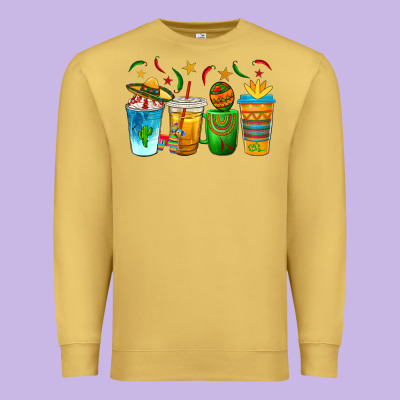 Cinco De Mayo Coffee Cups Premium Sweatshirt Designed By Texasbilliewilder