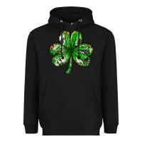 Black shamrock with leopard and cowhide Heavyweight Hoodie - NancyCooperArtShop