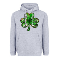 Heather Grey shamrock with leopard and cowhide Heavyweight Hoodie - NancyCooperArtShop