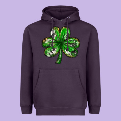Shamrock With Leopard And Cowhide Heavyweight Hoodie Designed By Nancycooperartshop