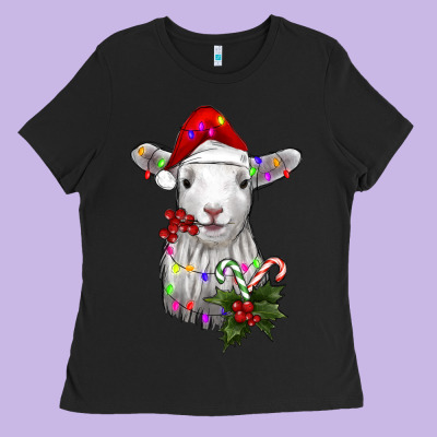 Christmas Baby Sheep Ladies Tee Designed By Ranaportraitstore