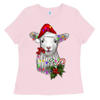 Bubblegum Pink christmas baby sheep Ladies Tee - RanaPortraitStore