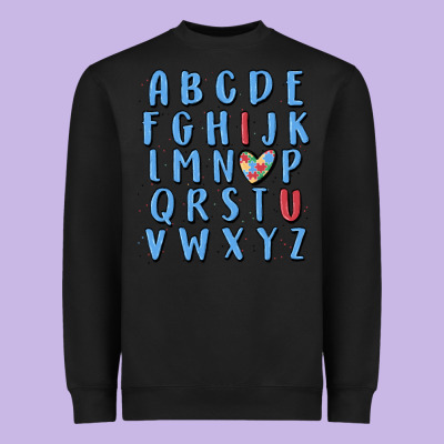 Alphabet Autism Awareness Heavyweight Sweatshirt Designed By Maliassmallbusiness