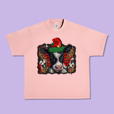 Christmas Black And White Baby Cow Urban Heavy Tee Designed By Barkaloodesign