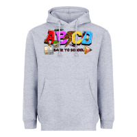 Heather Grey abcd back to school Heavyweight Hoodie - NancyCooperArtShop