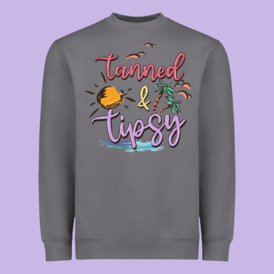 Tanned And Tipsy Heavyweight Sweatshirt Designed By Maliassmallbusiness