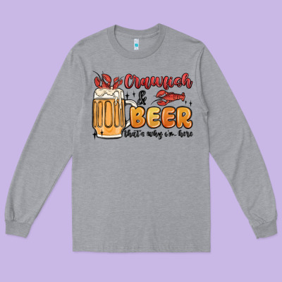 Crawfish And Beer That's Why I'm Here Long Sleeve Tee Designed By Maliassmallbusiness