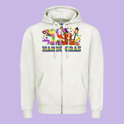 My First Mardi Gras Zipper Hoodie Designed By Lillyallendesigns