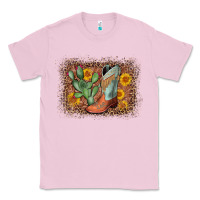 Bubblegum Pink cowboy boots cactus leopard Classic Tee - AdoDesignShop