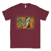 Burgundy cowboy boots cactus leopard Classic Tee - AdoDesignShop