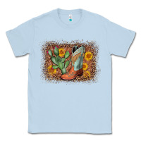 Dusty Blue cowboy boots cactus leopard Classic Tee - AdoDesignShop