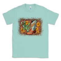 Seafoam cowboy boots cactus leopard Classic Tee - AdoDesignShop