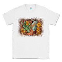 White cowboy boots cactus leopard Classic Tee - AdoDesignShop
