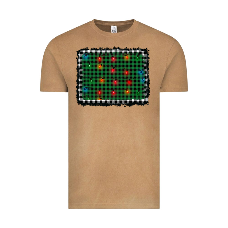 Christmas Buffalo Plaid And Lights Background Vintage Tee by AdoDesignShop | Teevron