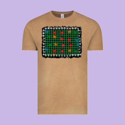 Christmas Buffalo Plaid And Lights Background Vintage Tee Designed By Adodesignshop