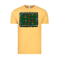 Vintage Mustard christmas buffalo plaid and lights background Vintage Tee - AdoDesignShop