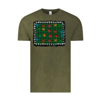 Vintage Olive christmas buffalo plaid and lights background Vintage Tee - AdoDesignShop