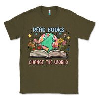 Army Green book lover Classic Tee - MaliasSmallBusiness