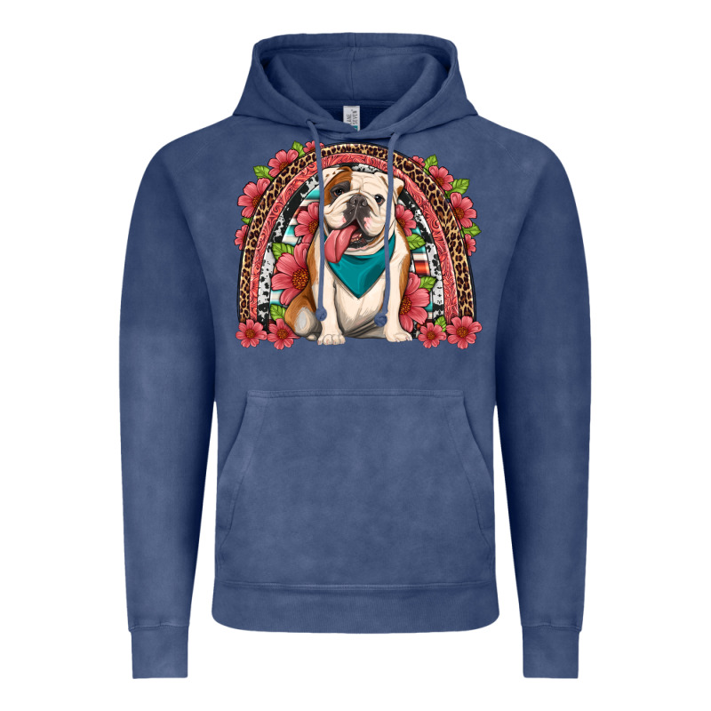 English Bulldog Floral Rainbow Vintage Hoodie by Artiststas | Teevron
