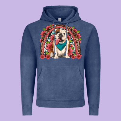 English Bulldog Floral Rainbow Vintage Hoodie Designed By Artiststas