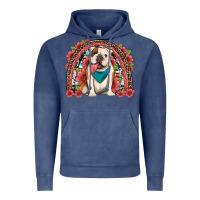 Vintage Denim english bulldog floral rainbow Vintage Hoodie - Artiststas