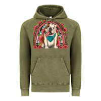 Vintage Olive english bulldog floral rainbow Vintage Hoodie - Artiststas