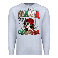 Heather Grey La Mama Mas Chingona Premium Sweatshirt - texasbilliewilder