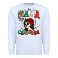 White La Mama Mas Chingona Premium Sweatshirt - texasbilliewilder