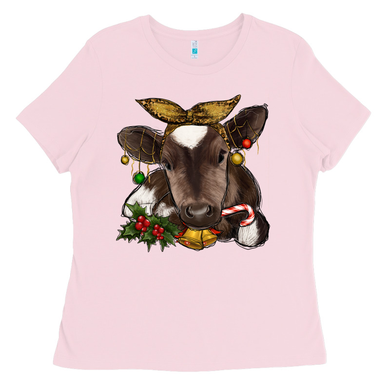 Christmas Baby Cow Ladies Tee by RanaPortraitStore | Teevron